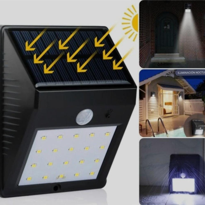 Lámpara Solar Exterior: 30 LEDs, Recargable y con Sensor