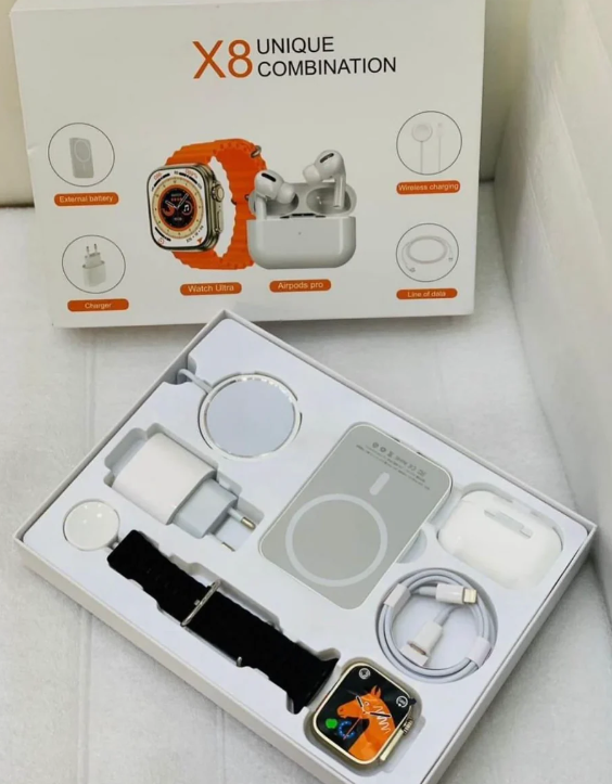 Combo Supremo Reloj X8 Ultra – Todo lo que necesitas para dominar tu día con practicidad y presencia